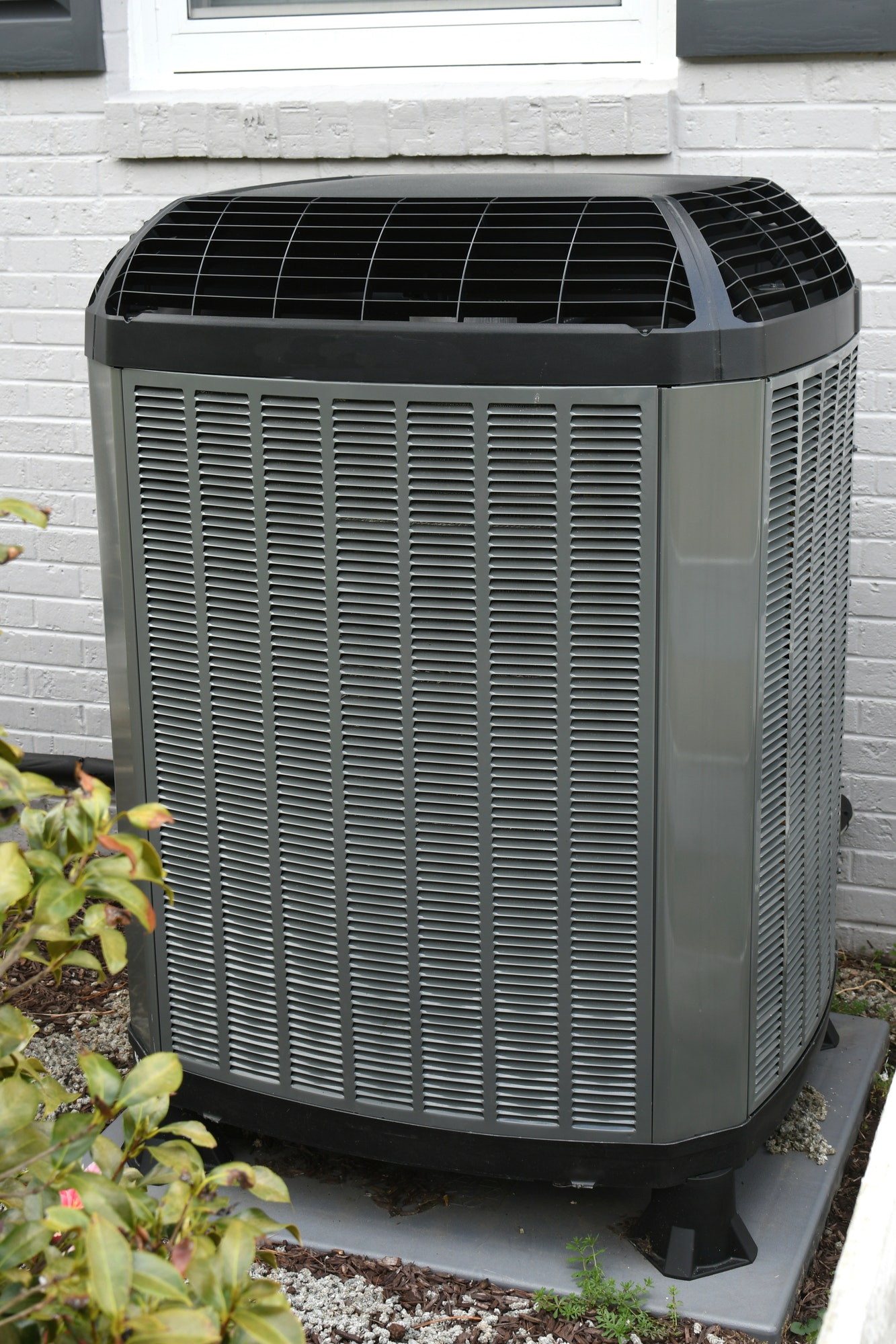 High efficiency quiet outdoor HVAC heating and cooling unit. generic, logos removed